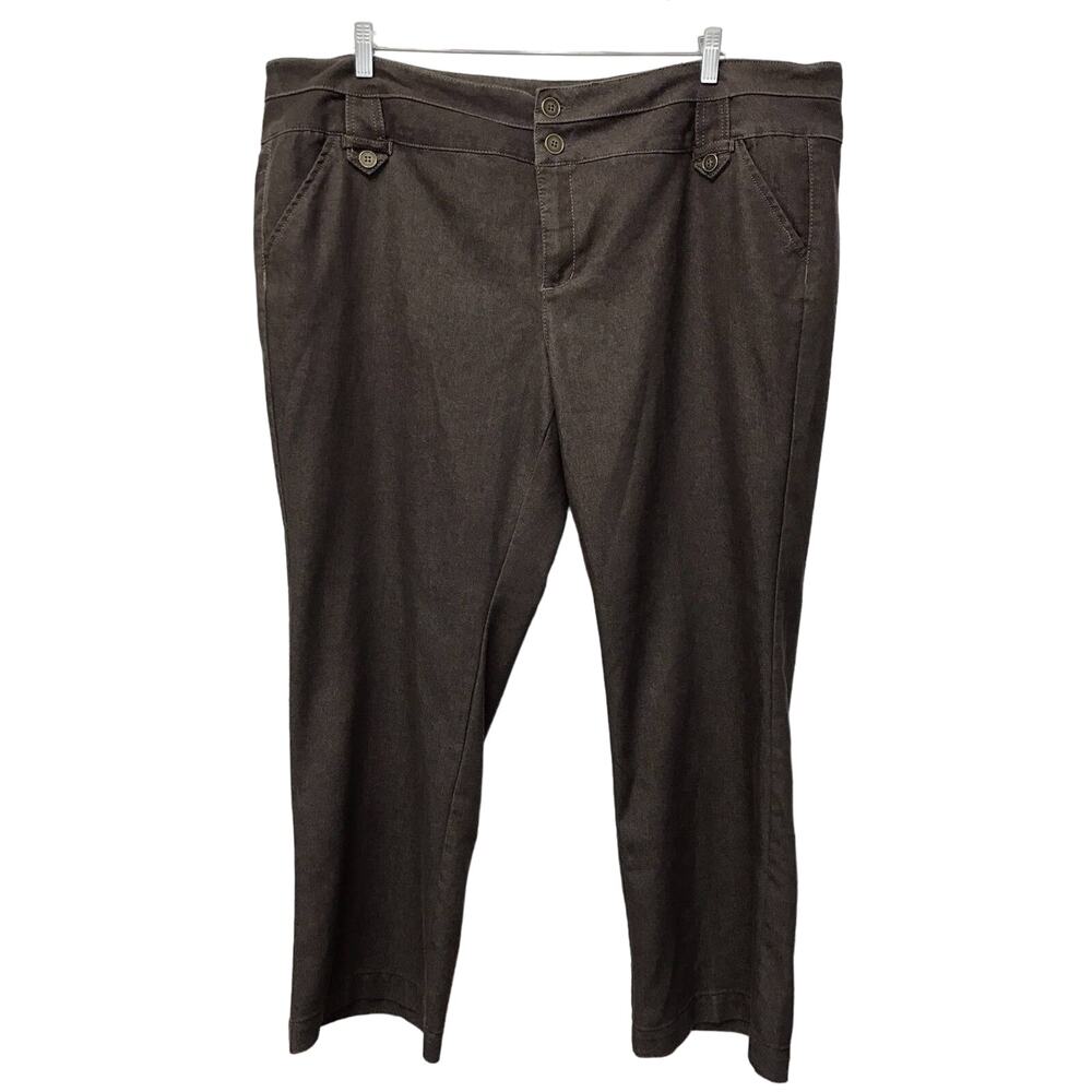 Roz & Ali Pants Womens 24 Dress Brown Chino
